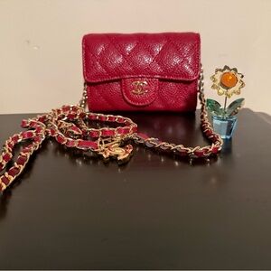 NEW Small Red Card Wallet with chain